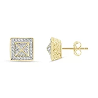 1/4 Ct.tw Natural Diamond Square shape Stud Earrings in 10K Yellow Gold