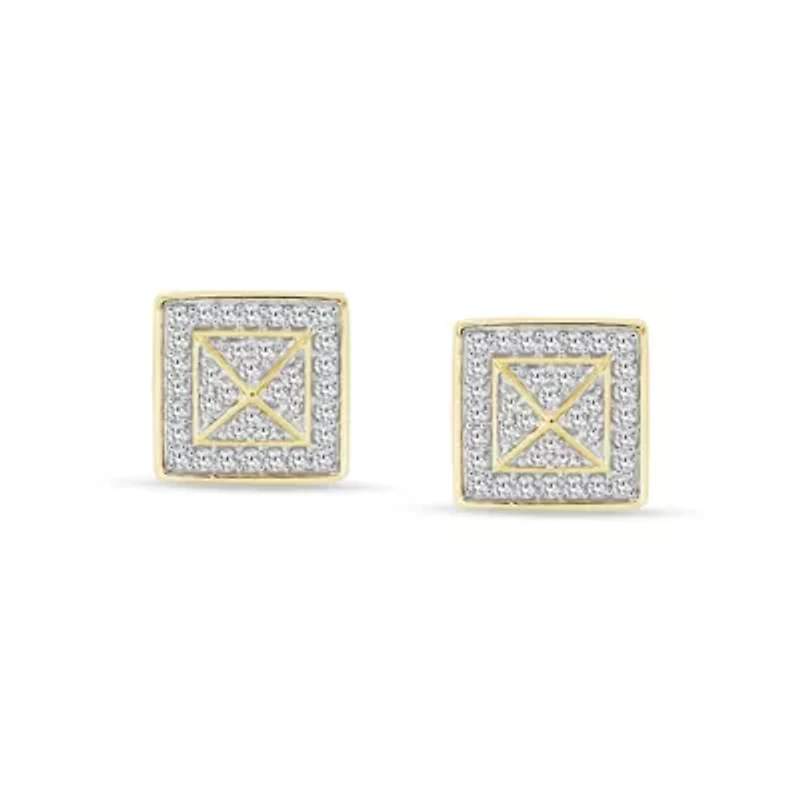 1/4 Ct.tw Natural Diamond Square shape Stud Earrings in 10K Yellow Gold