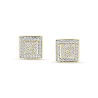 1/4 Ct.tw Natural Diamond Square shape Stud Earrings in 10K Yellow Gold
