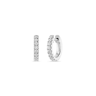 1/4 Ct.tw Natural Diamond Huggie Hoop Earrings in 10K White Gold