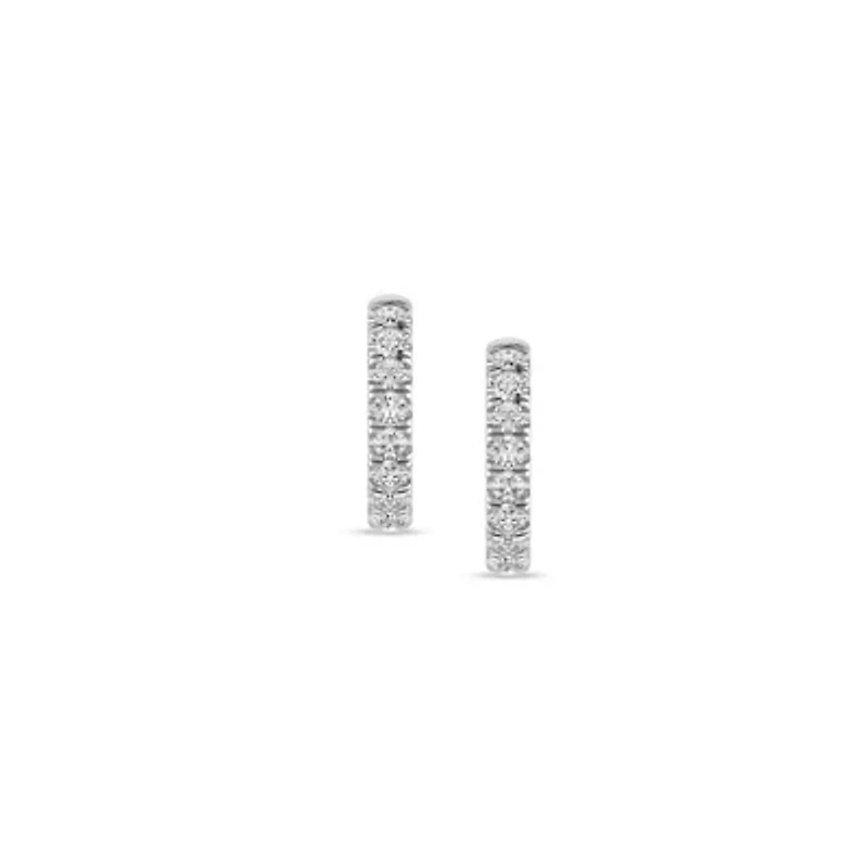 1/4 Ct.tw Natural Diamond Huggie Hoop Earrings in 10K White Gold