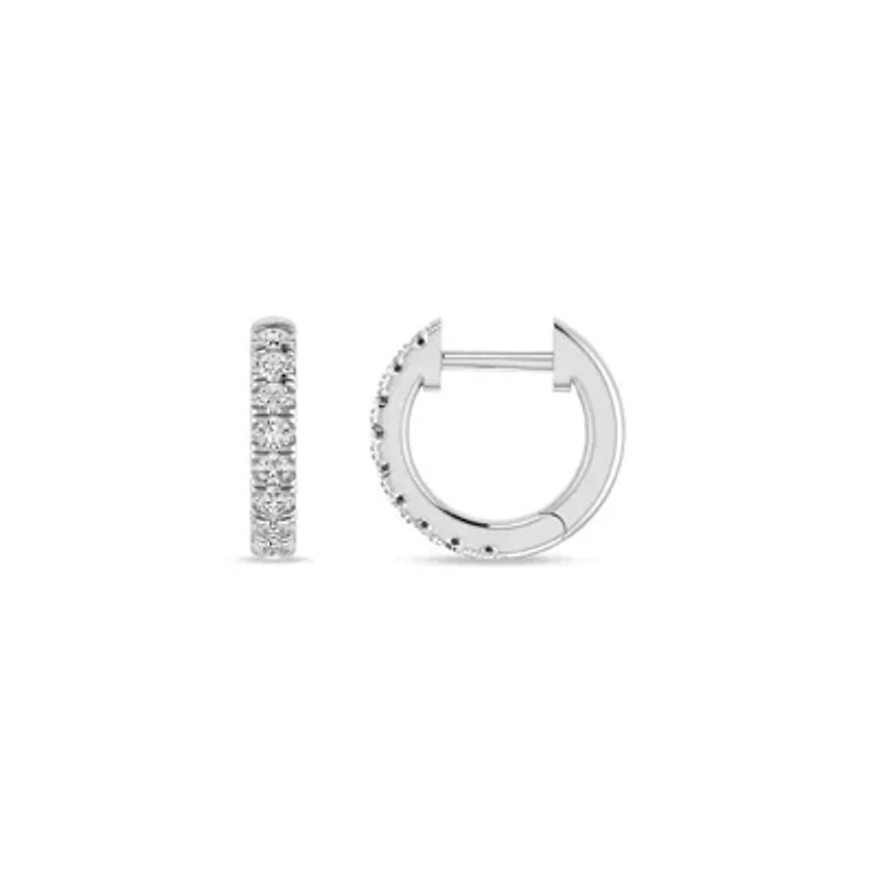 1/4 Ct.tw Natural Diamond Huggie Hoop Earrings in 10K White Gold