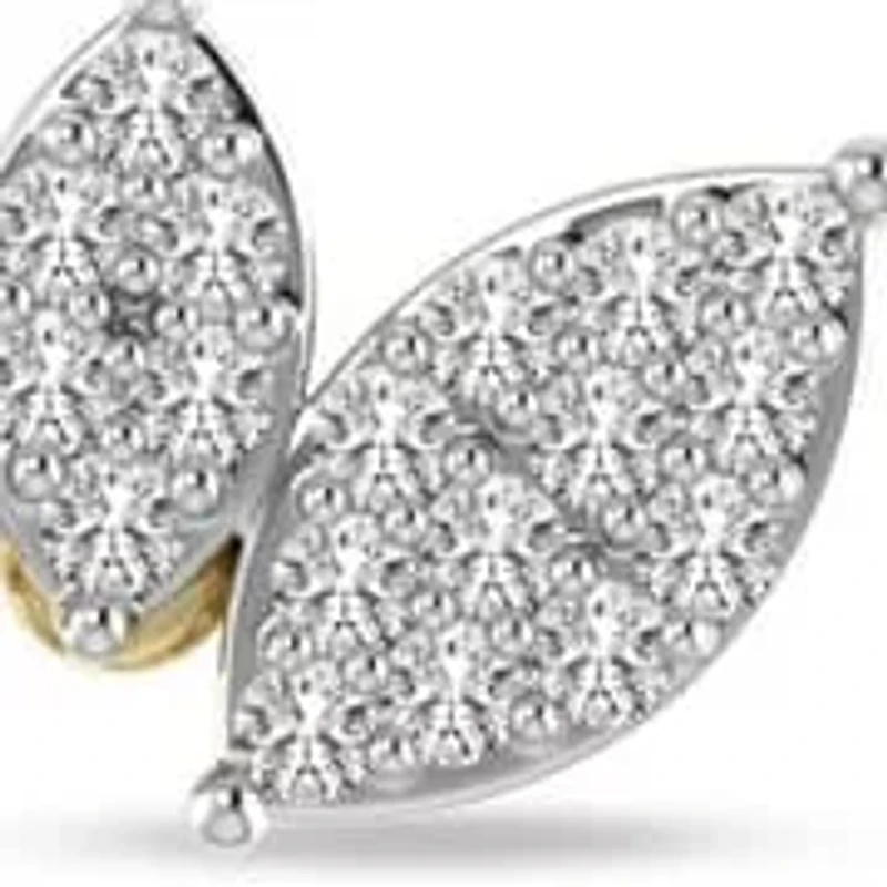 0.10 Ct.tw Natural Diamond Leaf shape Stud Earrings for Women's 925 Silver Yellow Plated
