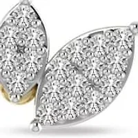 0.10 Ct.tw Natural Diamond Leaf shape Stud Earrings for Women's 925 Silver Yellow Plated