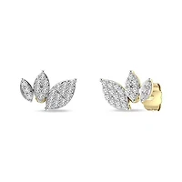 0.10 Ct.tw Natural Diamond Leaf shape Stud Earrings for Women's 925 Silver Yellow Plated