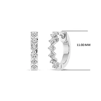 Mini Huggie Hoop Earrings with 1/17 Cttw Natural Diamond in 925 Sterling Silver