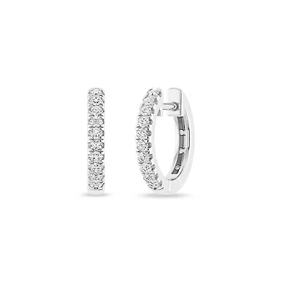 1/5 Ct.tw Round Cut Natural Diamond Huggie Hoop Earrings in 925 Sterling Silver