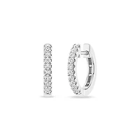 1/5 Ct.tw Round Cut Natural Diamond Huggie Hoop Earrings in 925 Sterling Silver