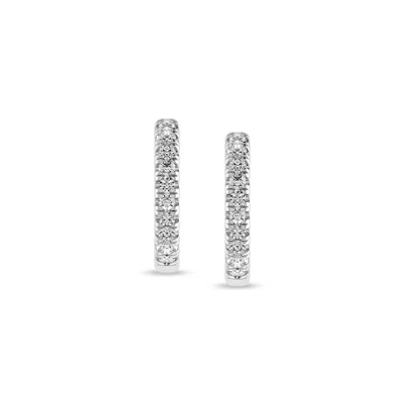 1/5 Ct.tw Round Cut Natural Diamond Huggie Hoop Earrings in 925 Sterling Silver