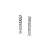 1/5 Ct.tw Round Cut Natural Diamond Huggie Hoop Earrings in 925 Sterling Silver