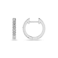 1/5 Ct.tw Round Cut Natural Diamond Huggie Hoop Earrings in 925 Sterling Silver