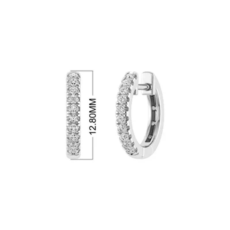 1/5 Ct.tw Round Cut Natural Diamond Huggie Hoop Earrings in 925 Sterling Silver