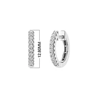 1/5 Ct.tw Round Cut Natural Diamond Huggie Hoop Earrings in 925 Sterling Silver