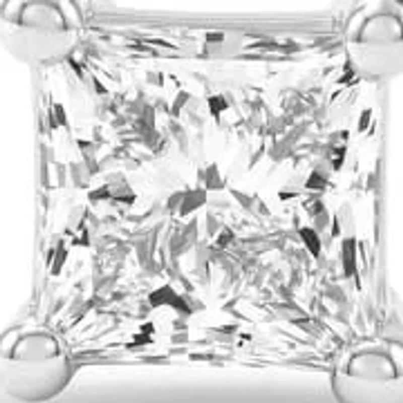 Lab Created 2.00 Cttw Princess Cut Lab-Grown Diamond Solitaire Stud Earrings 10K White Gold, Screw Back