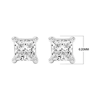 Lab Created 2.00 Cttw Princess Cut Lab-Grown Diamond Solitaire Stud Earrings 10K Yellow Gold, Screw Back