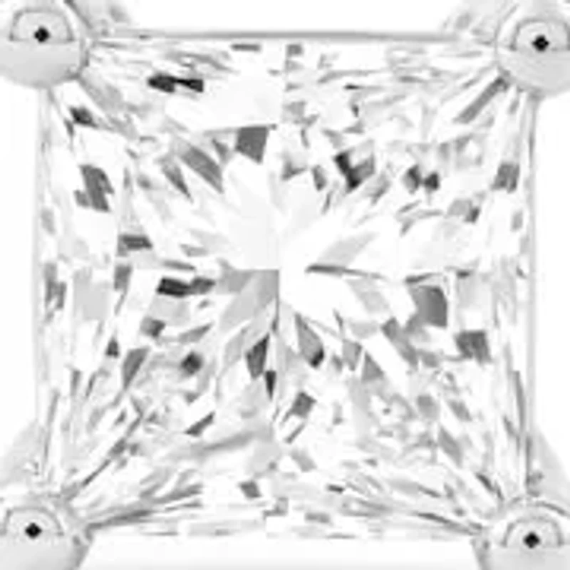 Lab Created 3.00 Cttw Princess Cut Lab-Grown Diamond Solitaire Stud Earrings in 10K White Gold, Screw Back