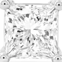 Lab Created 3.00 Cttw Princess Cut Lab-Grown Diamond Solitaire Stud Earrings in 10K White Gold, Screw Back