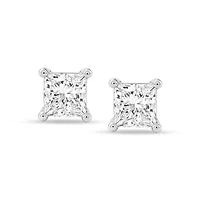 Lab Created 3.00 Cttw Princess Cut Lab-Grown Diamond Solitaire Stud Earrings in 10K White Gold, Screw Back
