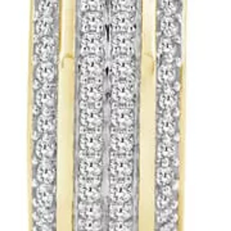 1/2 Ct.tw Natural Diamond Huggie Hoop Earrings 10K Yellow Gold