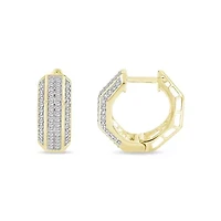 1/2 Ct.tw Natural Diamond Huggie Hoop Earrings 10K Yellow Gold