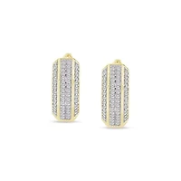 1/2 Ct.tw Natural Diamond Huggie Hoop Earrings 10K Yellow Gold