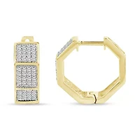 0.40 Ct.tw Natural Diamond Huggie Hoop Earrings 10K Yellow Gold
