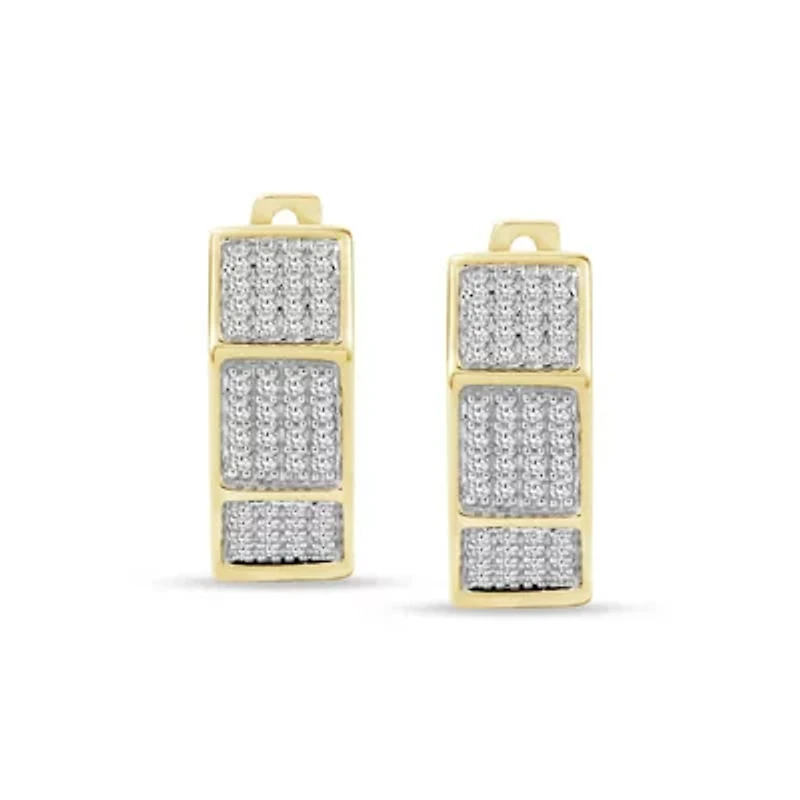 0.40 Ct.tw Natural Diamond Huggie Hoop Earrings 10K Yellow Gold