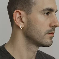 0.40 Ct.tw Natural Diamond Huggie Hoop Earrings 10K Yellow Gold