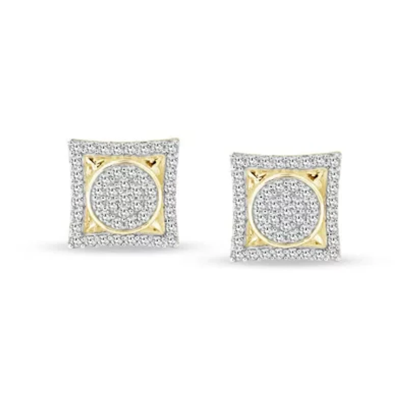 0.40 Ct.tw Natural Diamond Square shape Screw Back Stud Earrings in 10K Yellow Gold