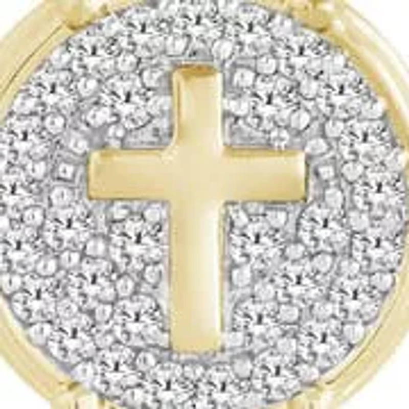 0.40 Ct.tw Natural Diamond Cross Earrings Circle shape Push Back Stud in 10K Yellow Gold