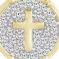 0.40 Ct.tw Natural Diamond Cross Earrings Circle shape Push Back Stud in 10K Yellow Gold