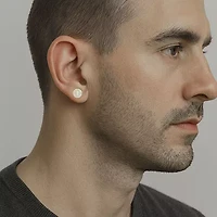 0.40 Ct.tw Natural Diamond Cross Earrings Circle shape Push Back Stud in 10K Yellow Gold