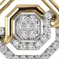 1/4 Ct.tw Round Cut Natural Diamond Hexagon Shape Push Back Stud Earrings in 925 Silver Yellow Plated