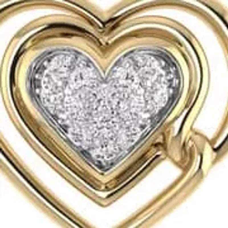 1/8 Cttw Natural Diamond Double Heart Stud Earrings in 925 Silver Yellow Plated
