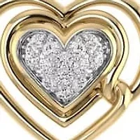 1/8 Cttw Natural Diamond Double Heart Stud Earrings in 925 Silver Yellow Plated