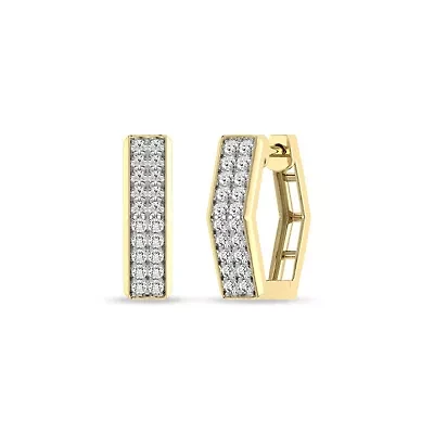 Huggie Hoop Earrings 1/4 Cttw Natural Diamond Small Hoops in 925 Silver Yellow Plated