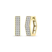 Huggie Hoop Earrings 1/4 Cttw Natural Diamond Small Hoops in 925 Silver Yellow Plated