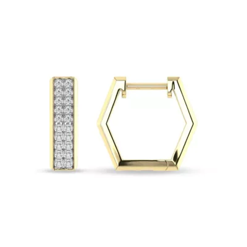 Huggie Hoop Earrings 1/4 Cttw Natural Diamond Small Hoops in 925 Silver Yellow Plated