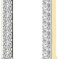 1/5 Cttw Natural Diamond Huggie Hoop Earrings 14.50 MM in 925 Silver Yellow Plated