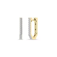 1/5 Cttw Natural Diamond Huggie Hoop Earrings 14.50 MM in 925 Silver Yellow Plated