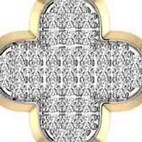 1/3 Ct.tw Round Cut Natural Diamond Clover Shape Push Back Stud Earrings in 925 Silver Yellow Plated