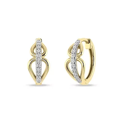 0.15 Ct.tw Natural Diamond Minimalist Huggie Hoop Earrings in 925 Sterling Silver Yellow Plated