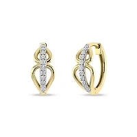 0.15 Ct.tw Natural Diamond Minimalist Huggie Hoop Earrings in 925 Sterling Silver Yellow Plated
