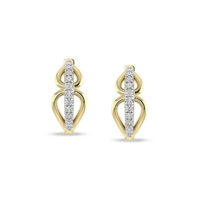 0.15 Ct.tw Natural Diamond Minimalist Huggie Hoop Earrings in 925 Sterling Silver Yellow Plated