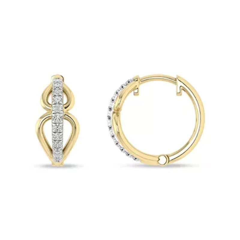 0.15 Ct.tw Natural Diamond Minimalist Huggie Hoop Earrings in 925 Sterling Silver Yellow Plated