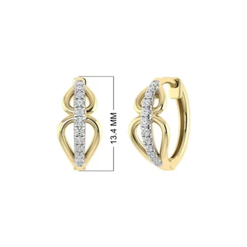 0.15 Ct.tw Natural Diamond Minimalist Huggie Hoop Earrings in 925 Sterling Silver Yellow Plated