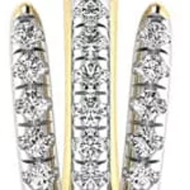 13.50 MM Huggie Hoop Earrings 1/4 Cttw Natural Diamond Small Hoops in 925 Silver Yellow Plated