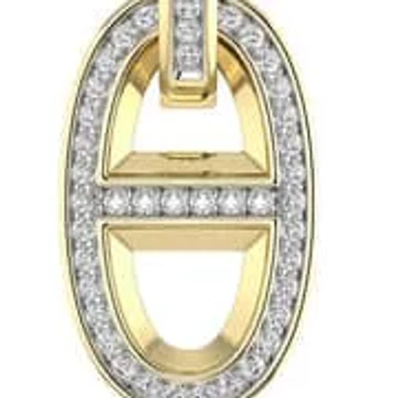 Marine Link Chain Style Dangle Earrings 1/3 Cttw Natural Diamond Studs 925 Silver Yellow Plated