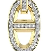 Marine Link Chain Style Dangle Earrings 1/3 Cttw Natural Diamond Studs 925 Silver Yellow Plated