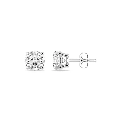 Lab Created Cttw Lab-Grown Diamond Solitaire Stud Earrings in 14K White Gold – IGI Certified
